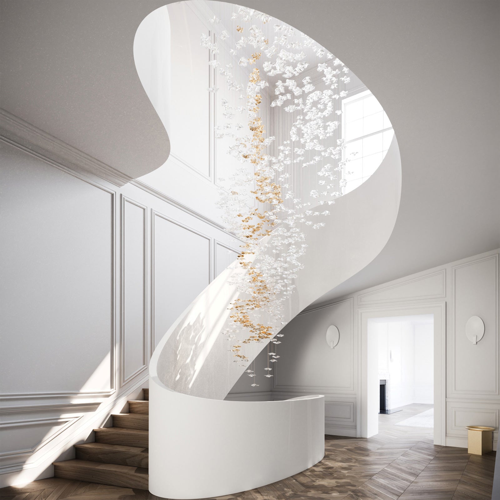 Tidal Stair Crystal Spiral Chandelier