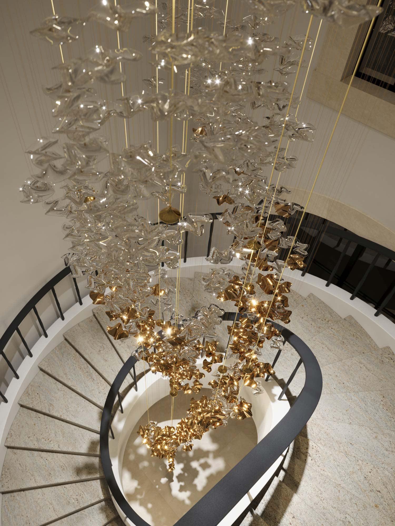 Tidal Stair Crystal Spiral Chandelier