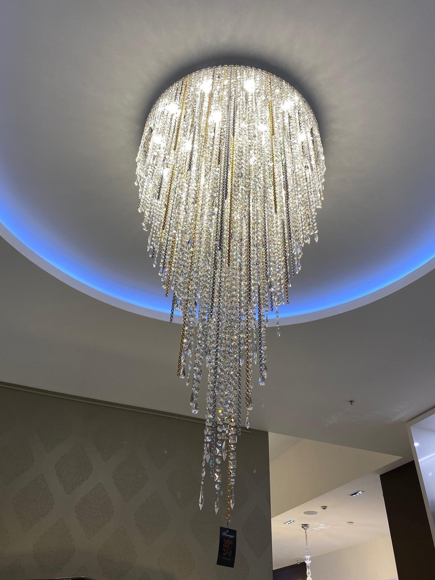 Luster Gaze Opulent Cascade Crystal Tassel Chandelier - Background Shot