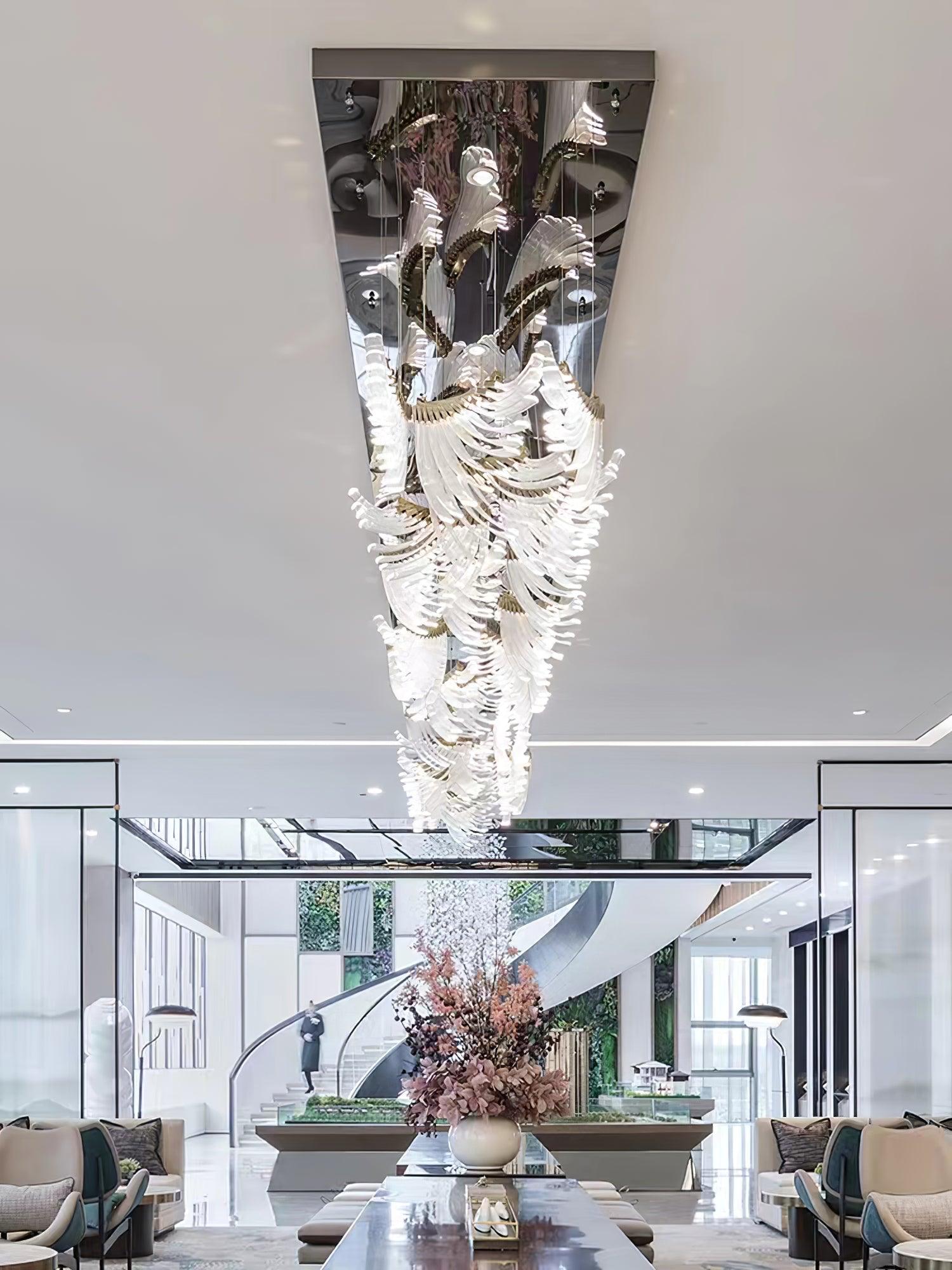 Luster Gaze Aura Petal Tiered LED Chandelier - Background Shot