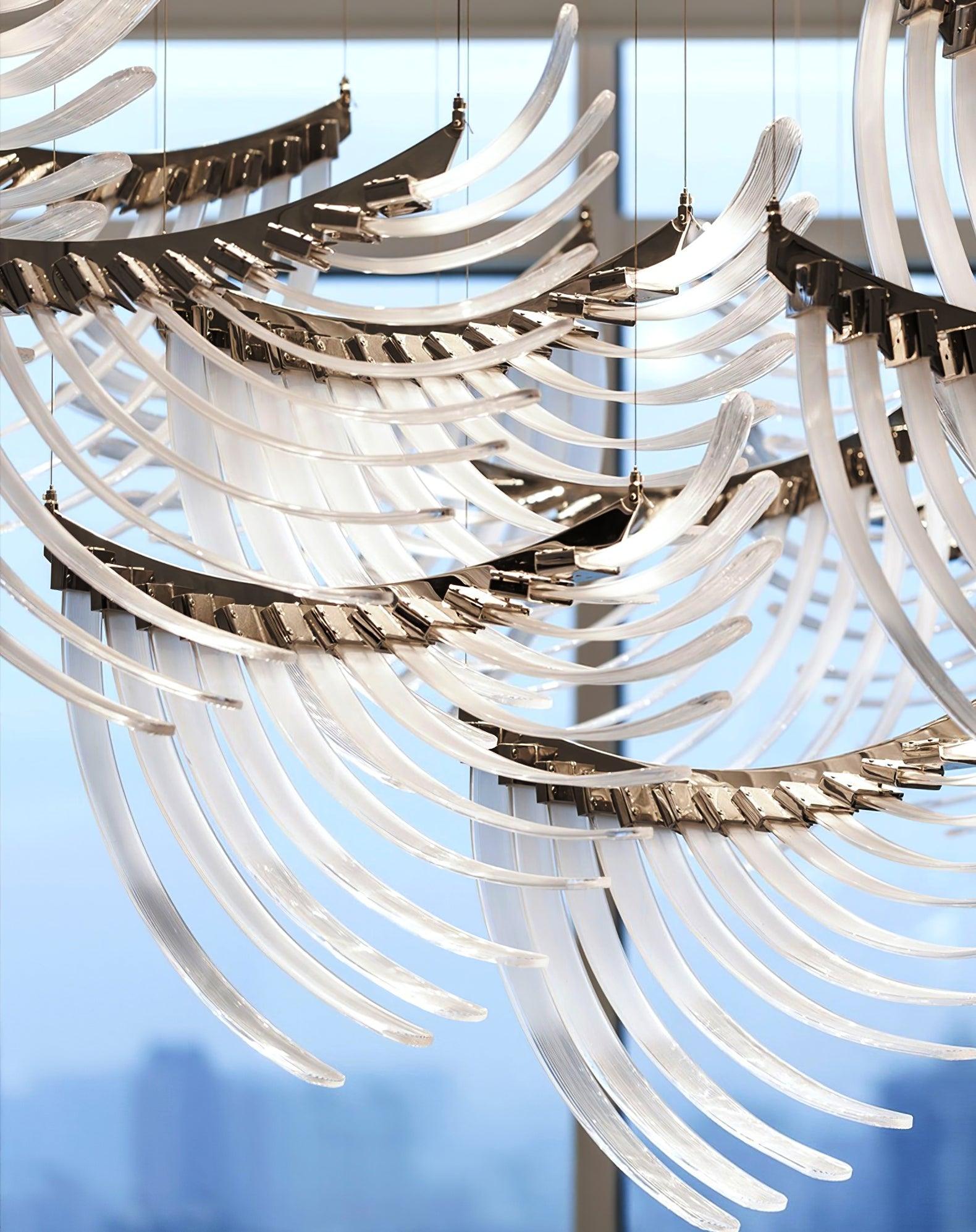 Luster Gaze Aura Petal Tiered LED Chandelier - Background Shot