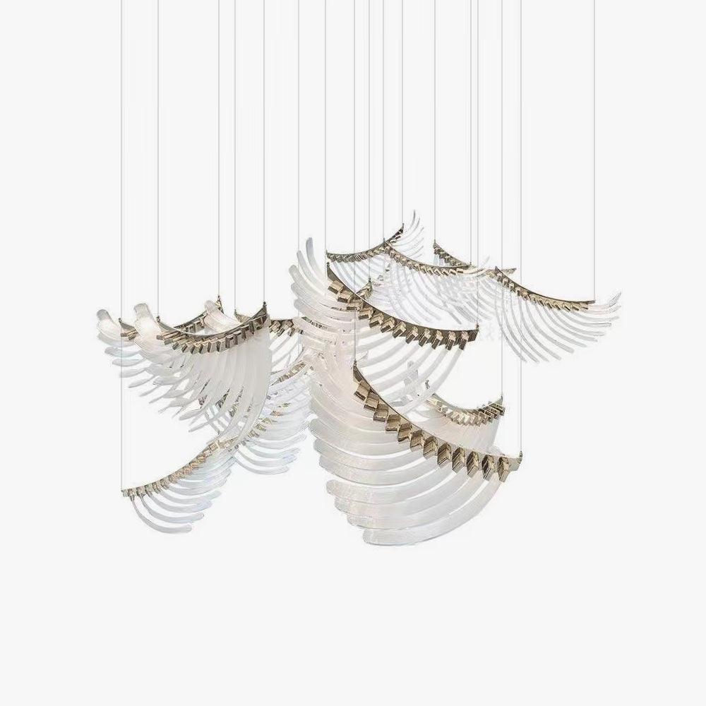 Luster Gaze Aura Petal Tiered LED Chandelier - Background Shot