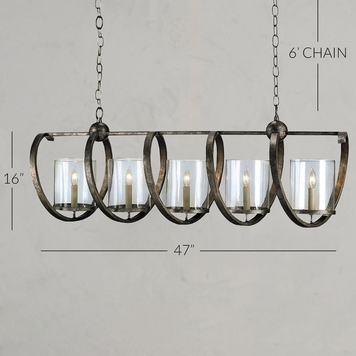 Bella Glass Chandelier 47"