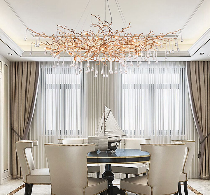 Luster Gaze Verdant Canopy Crystal Chandelier - formal American dining room