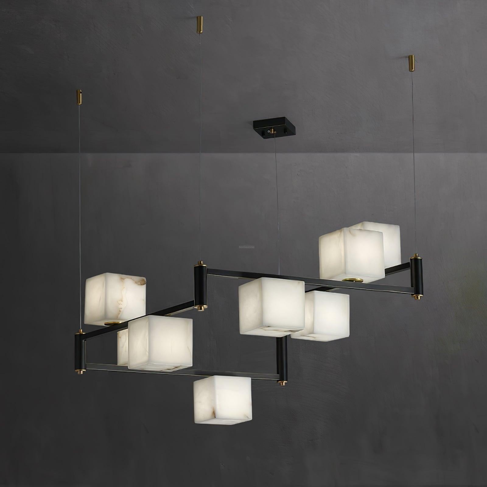 Alabaster Square Box Chandelier with 4/5/6/8/9 heads