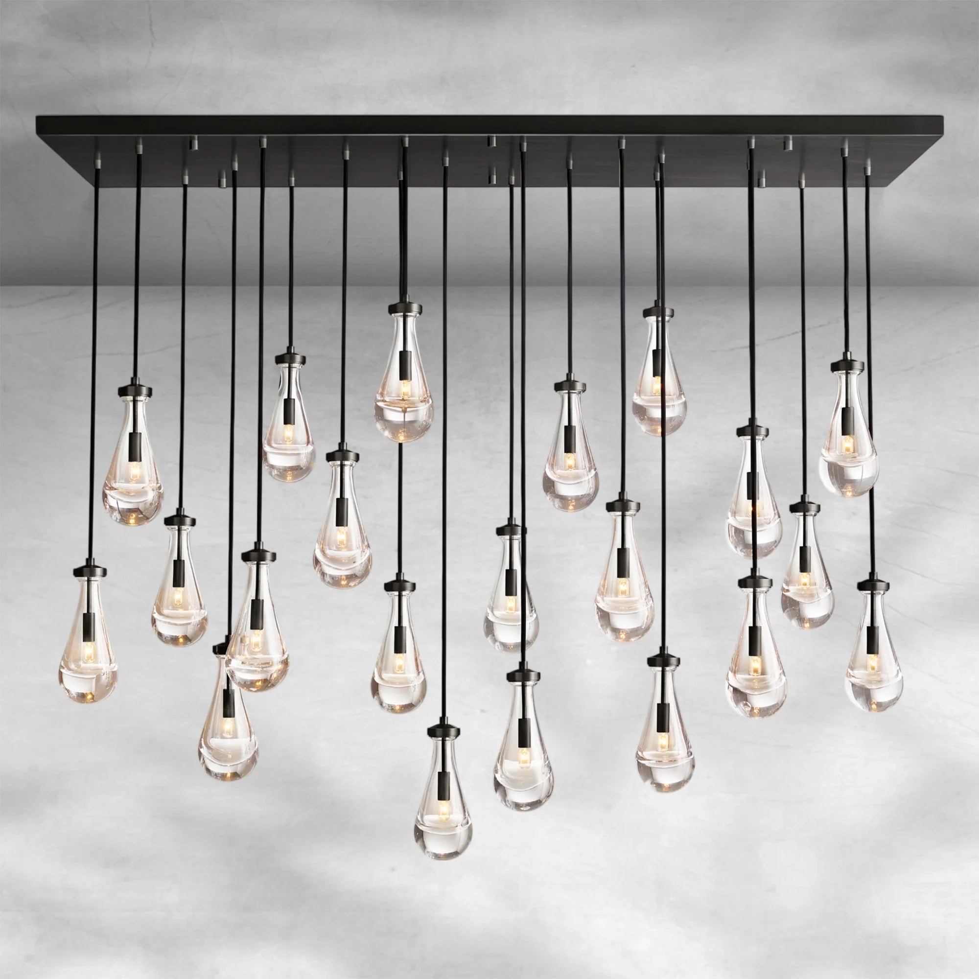 Soltaire Raindrop Glass Linear Chandelier 72"