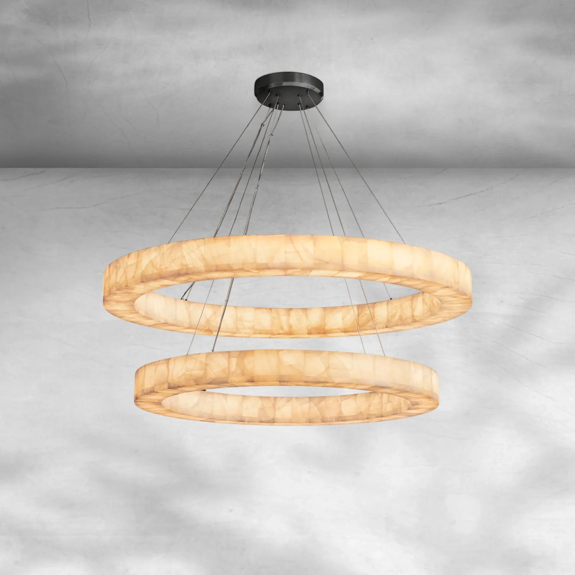 Riora 2-Tier Round Calcite Chandelier 60"