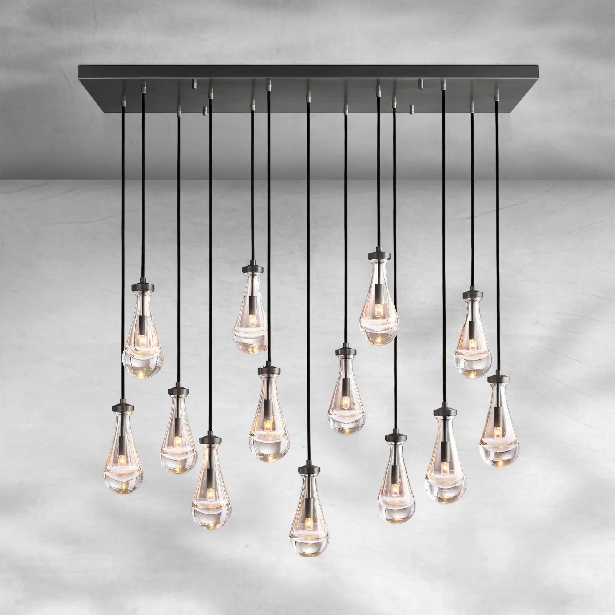 Soltaire Raindrop Glass Linear Chandelier 54"