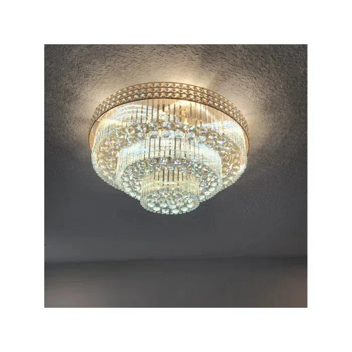 Luster Gaze Grand Lumina Three-Tier Round Flush Mount Chandelier - Background Shot