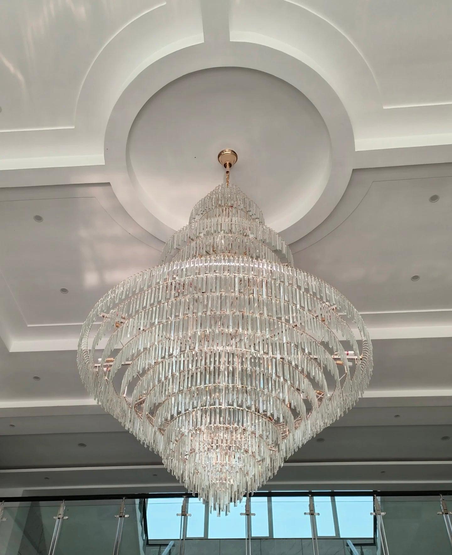 Luster Gaze  Luxury Multi-tiered Extra Large Crystal Chandelier for Staircase/Foyer/Entryway - American ballroom or formal entertaining space