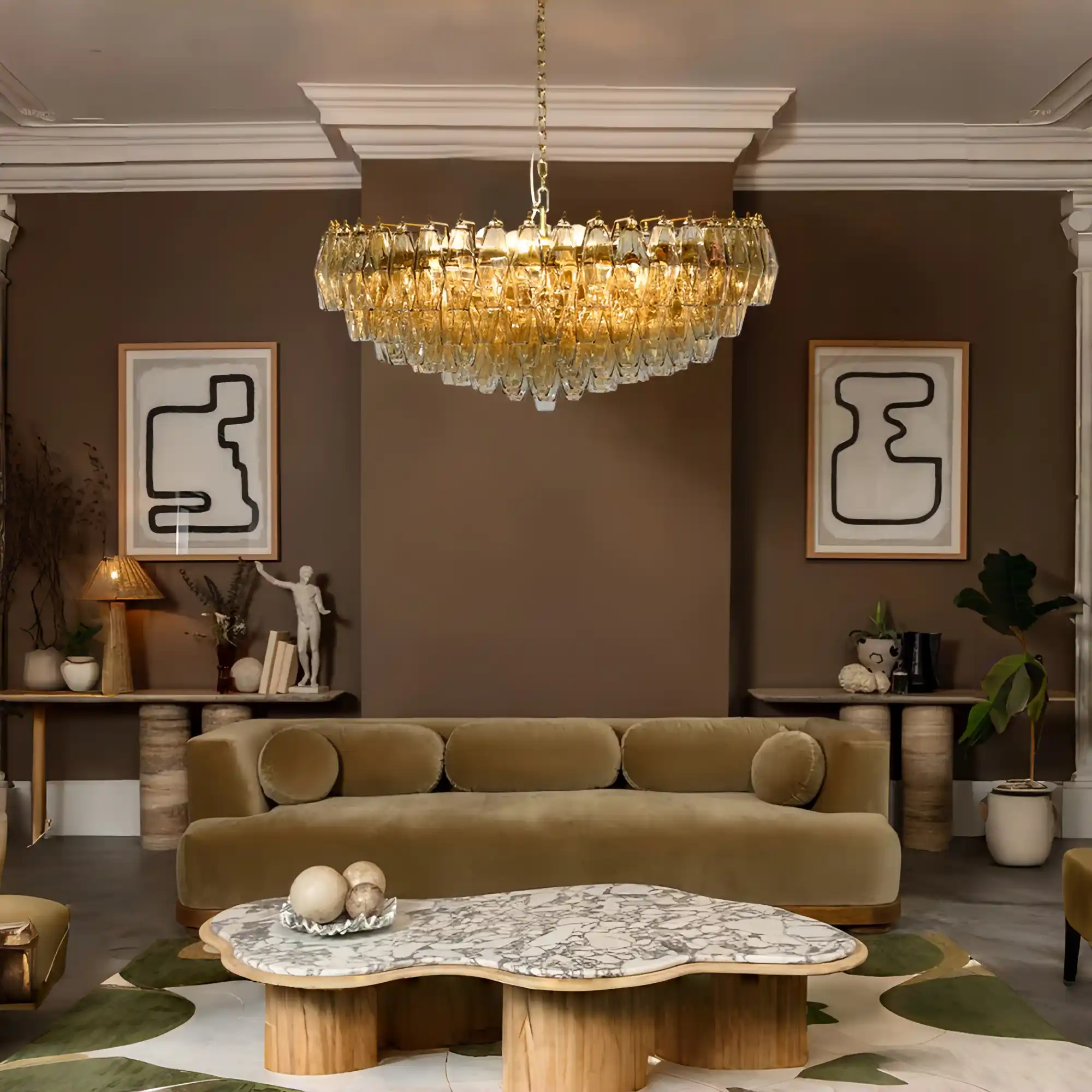 Hand Blown Tier Glass Large Murano Chandelier 24"31"40"