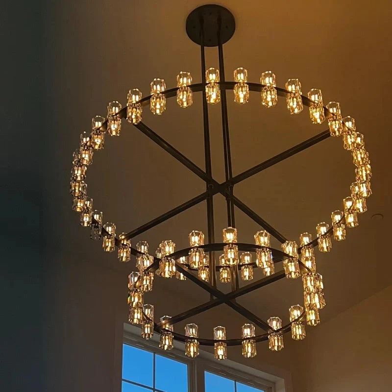 Luster Gaze Grand Deco Tiered Round Chandelier 60" - Background Shot