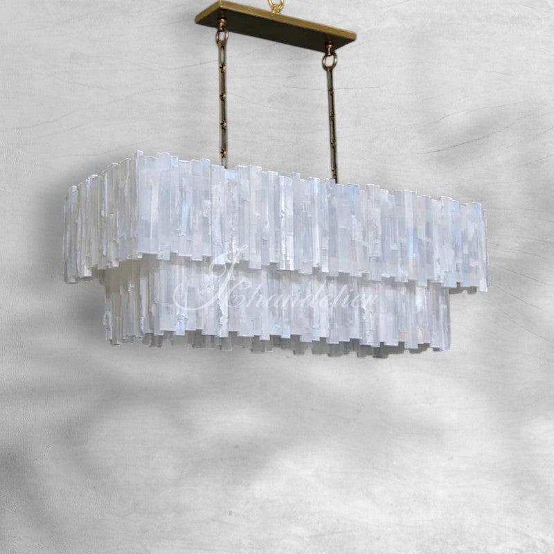 Selonite Rectangular Multi-Tier Chandelier