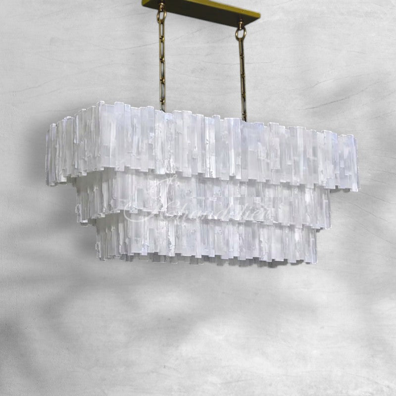 Selonite Rectangular Multi-Tier Chandelier