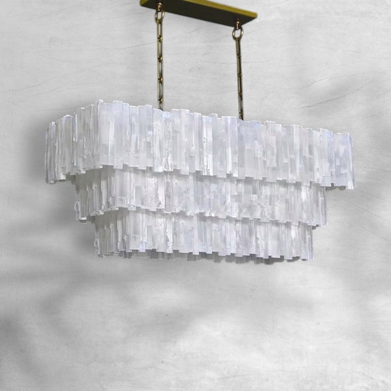 Selonite Rectangular Multi-Tier Chandelier