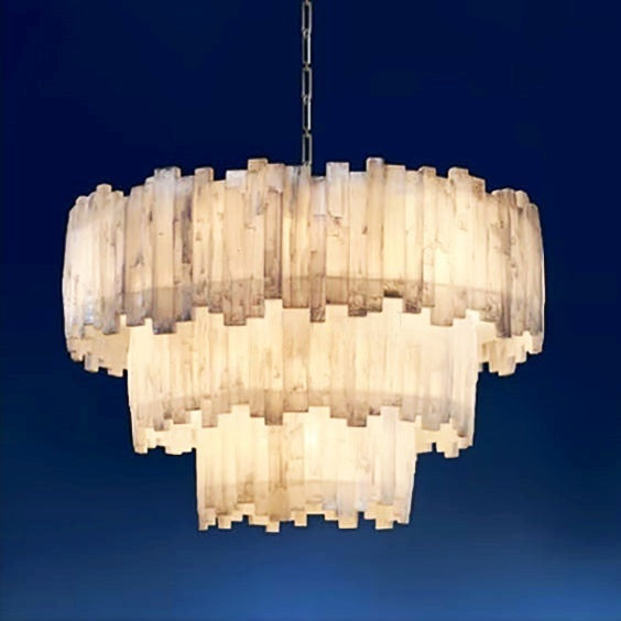 Selonite Round Multi-Tier Chandelier Nikel
