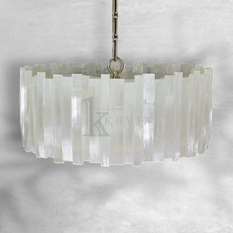 Selonite Round Multi-Tier Chandelier Nikel