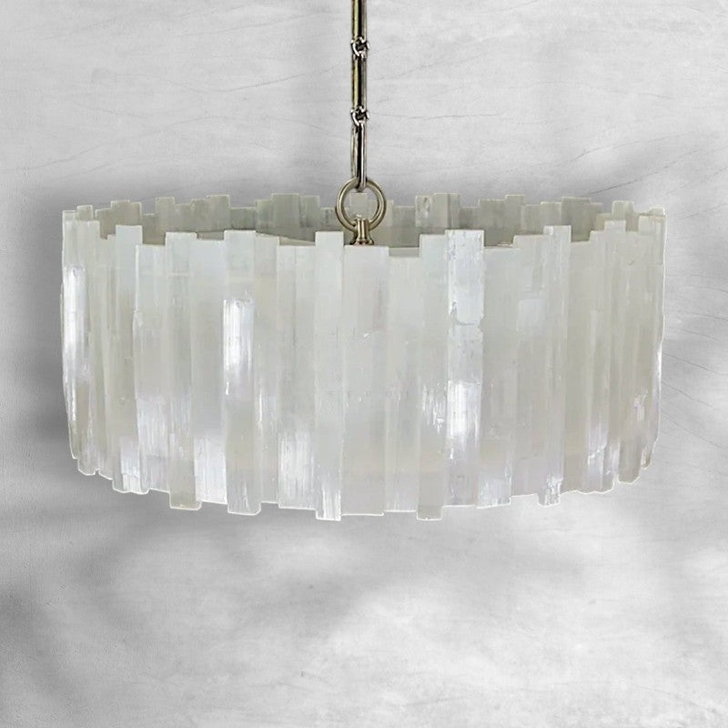 Selonite Round Multi-Tier Chandelier Nikel