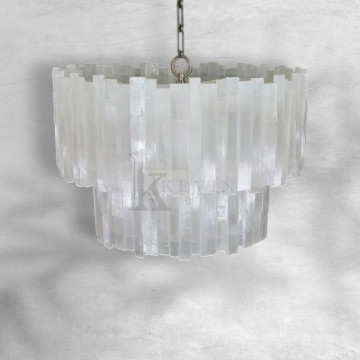 Selonite Round Multi-Tier Chandelier Nikel