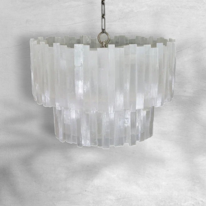 Selonite Round Multi-Tier Chandelier Nikel