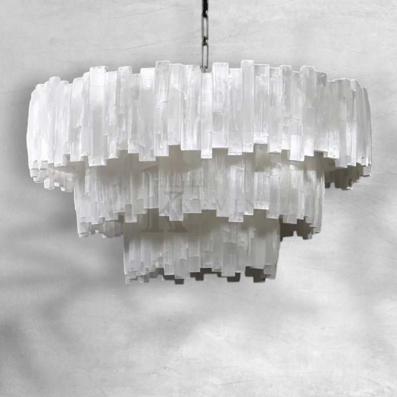 Selonite Round Multi-Tier Chandelier Nikel