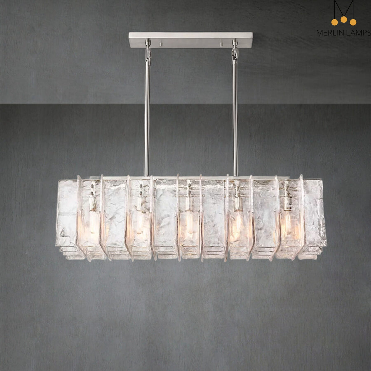 Latrel Clear Glass Rectangular Chandelier 49″