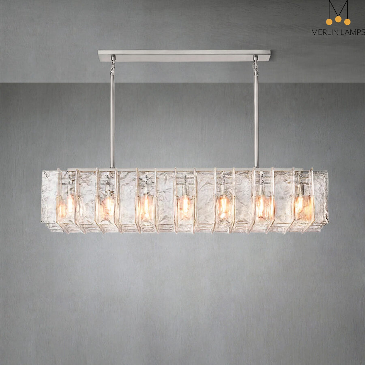 Latrel Clear Glass Rectangular Chandelier 67″