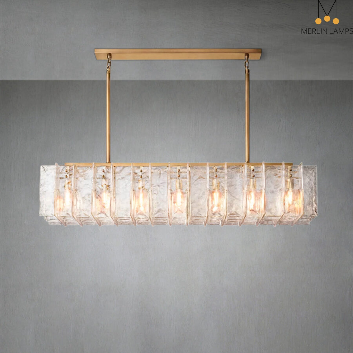 Latrel Clear Glass Rectangular Chandelier 67″