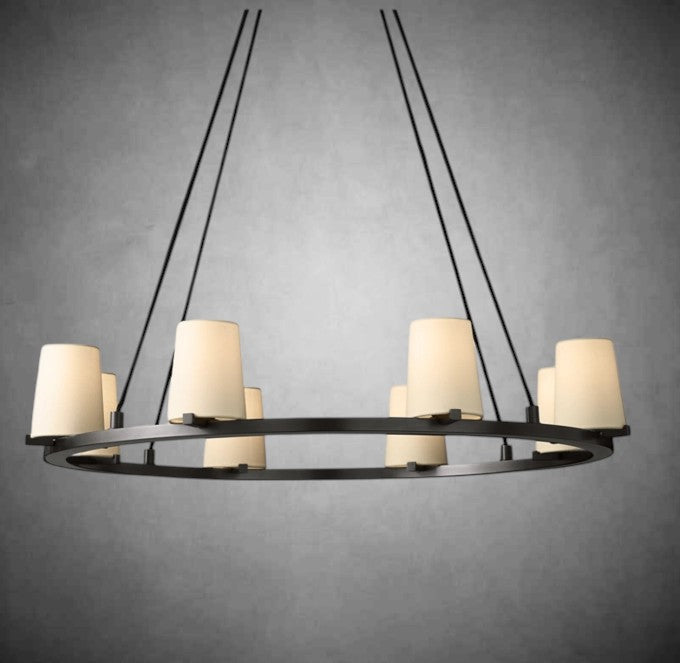 Pauillac Fabric Shade Round Chandelier 36" 48" 60″