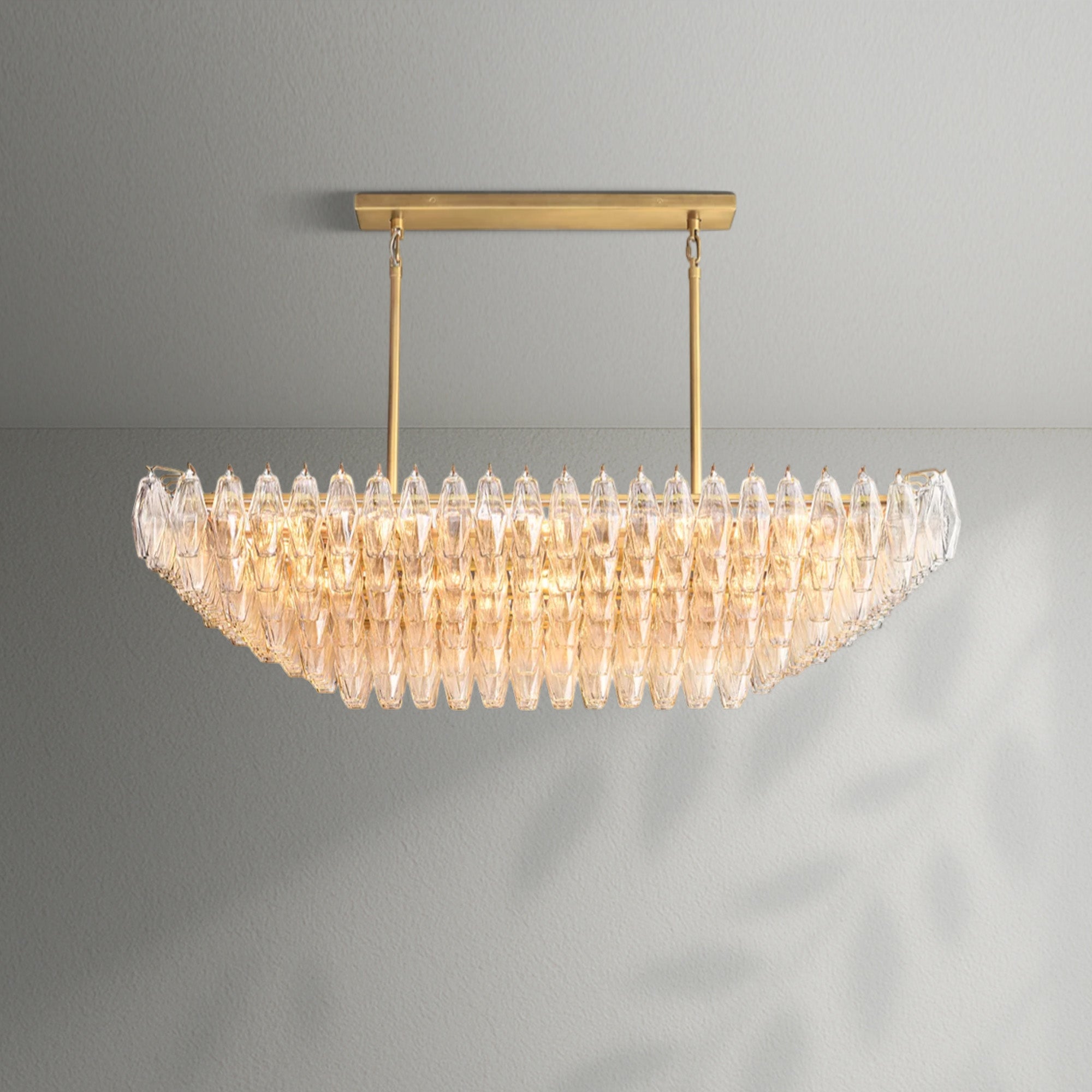 Chiaran Clear Glass Tired Rectangular Chandelier