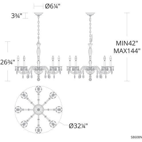 Luster Gaze Radiant Bloom 8-Light Chandelier - Background Shot