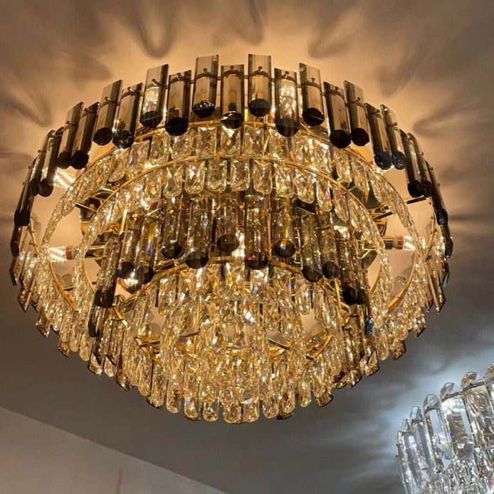 Luster Gaze Radiant Smoke Crystal Flush Mount Chandelier - Background Shot