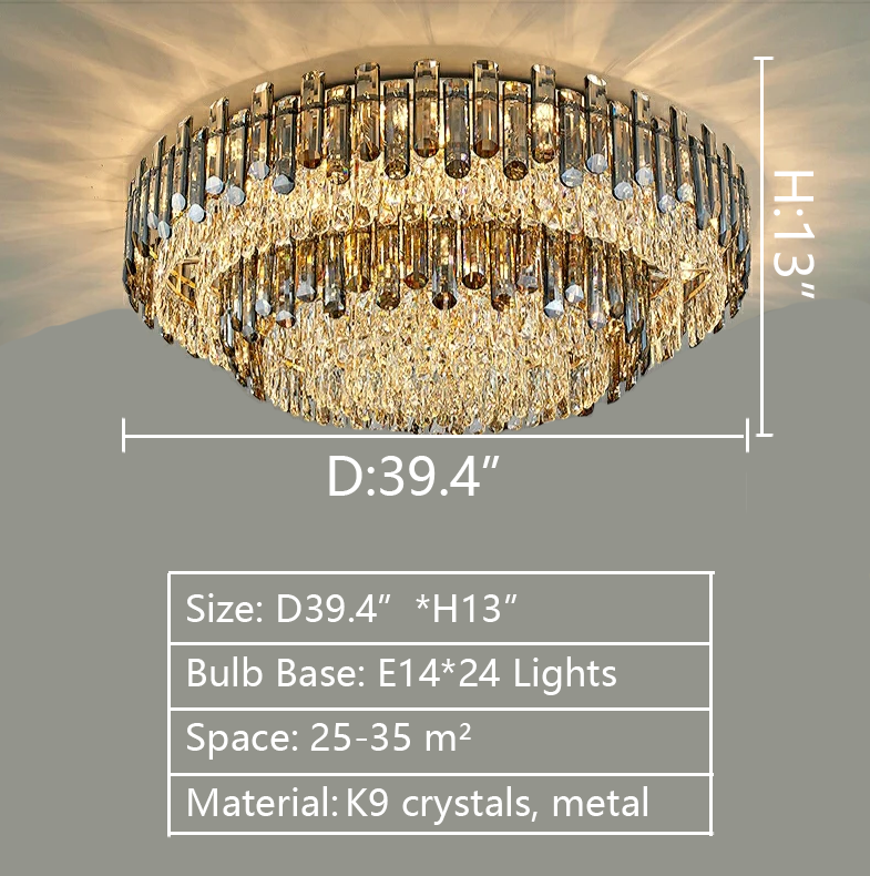 Luster Gaze Radiant Smoke Crystal Flush Mount Chandelier - Background Shot