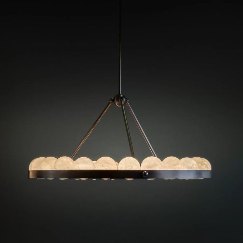 Alabaster Round Chandelier for Living Room Tamsin Modern Designer