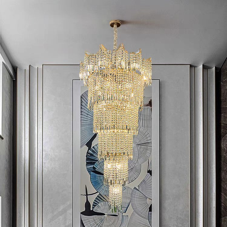 Luster Gaze Grand Opulence Multi-tiered Crystal Chandelier - grand American estate foyer
