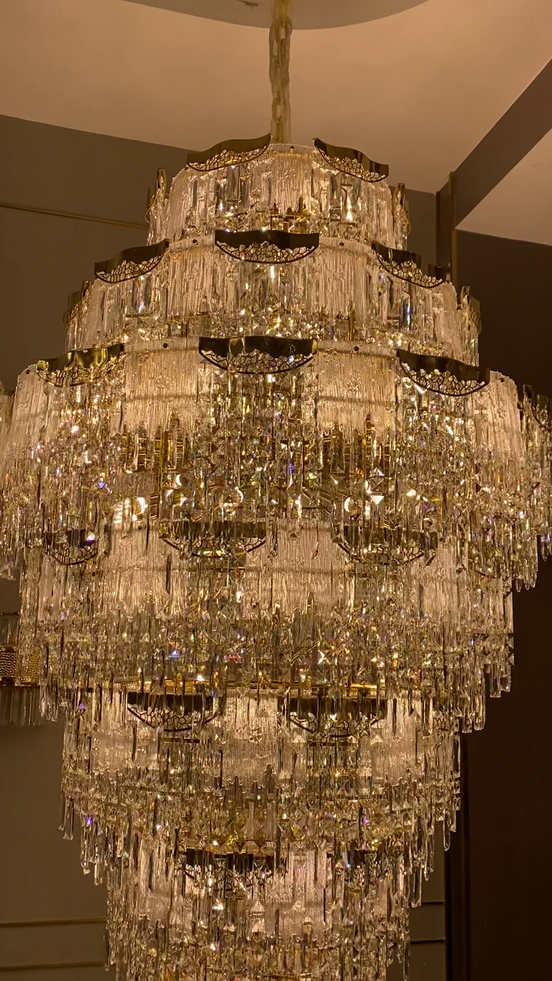 Luster Gaze Grand Tiered Crystal Chandelier - Background Shot