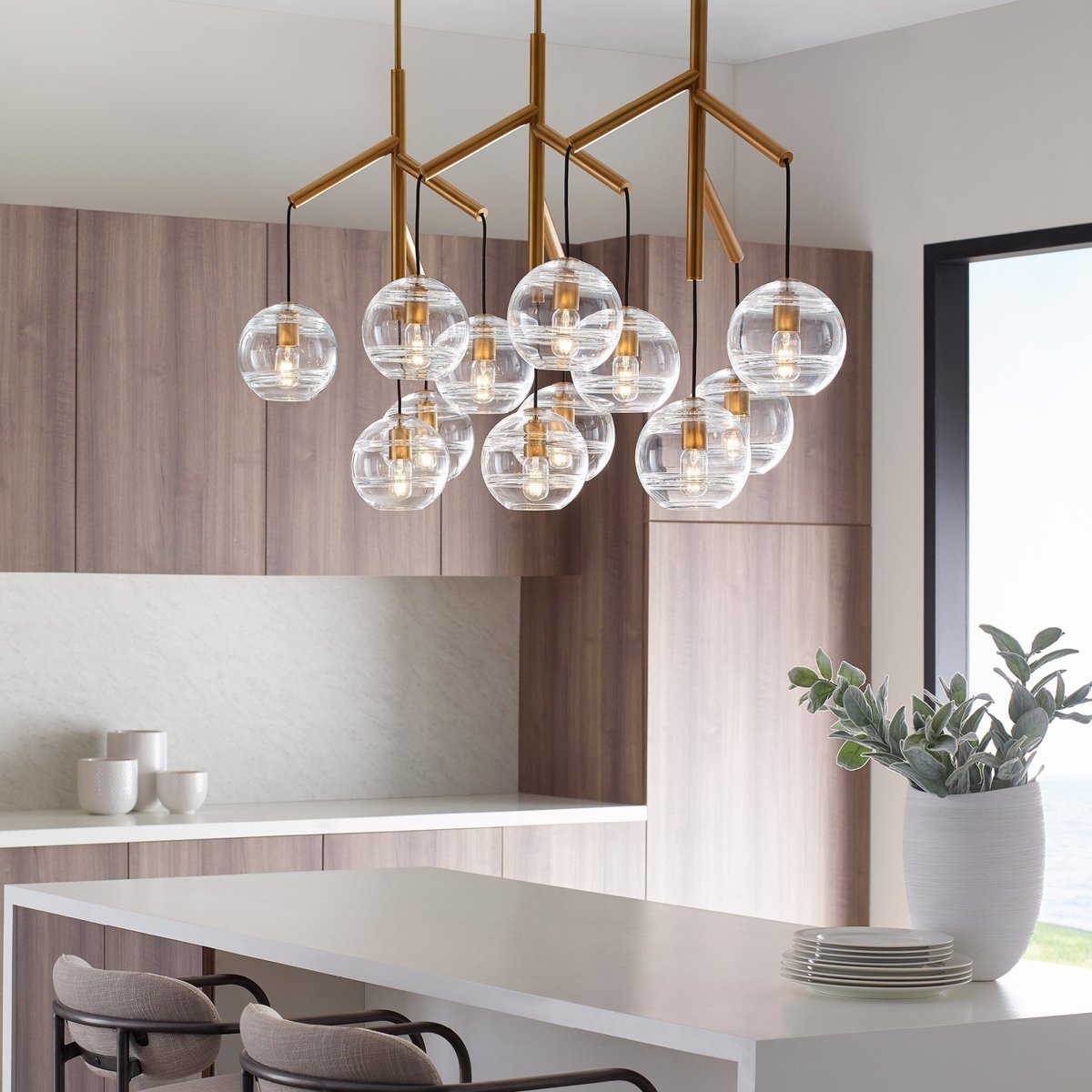 Art Glass Ball Sedona Triple Chandelier - Luster Gaze