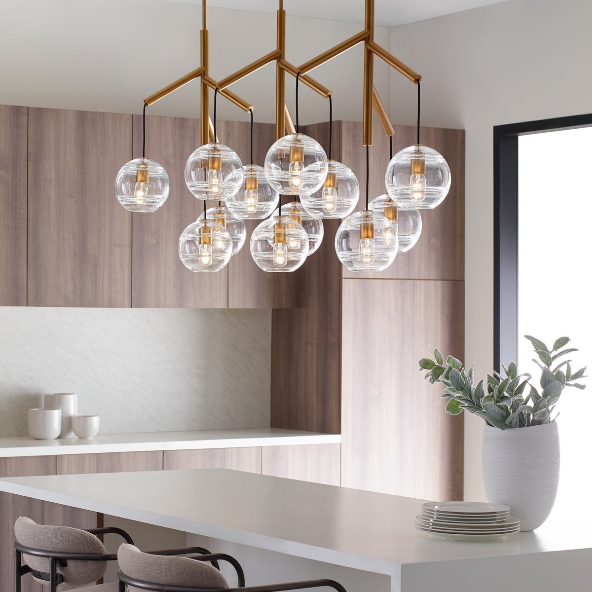 Art Glass Ball Sedona Triple Chandelier - Luster Gaze